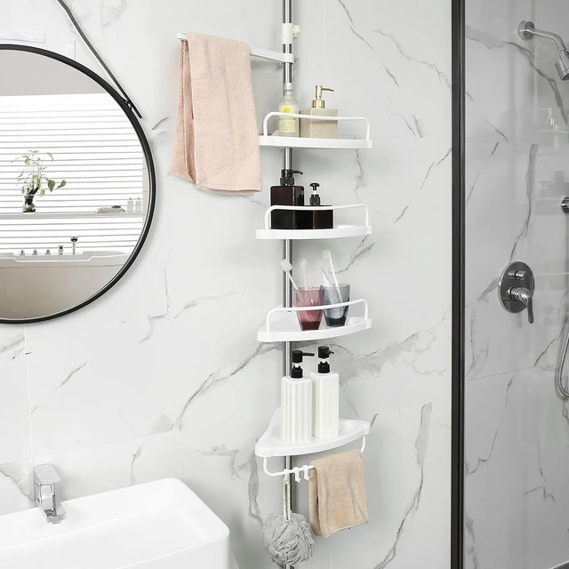 Duschregal Höhenverstellbar Edelstahl Badezimmer Weiss von Songmics