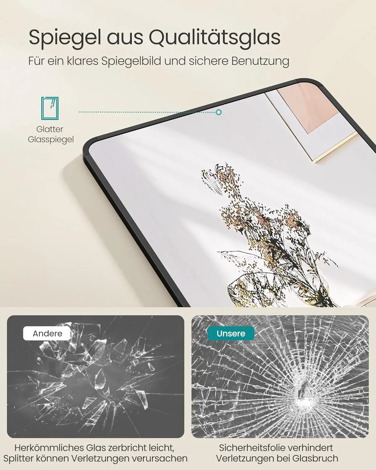 Standspiegel 150x40cm Aluminium Schwarz von Songmics