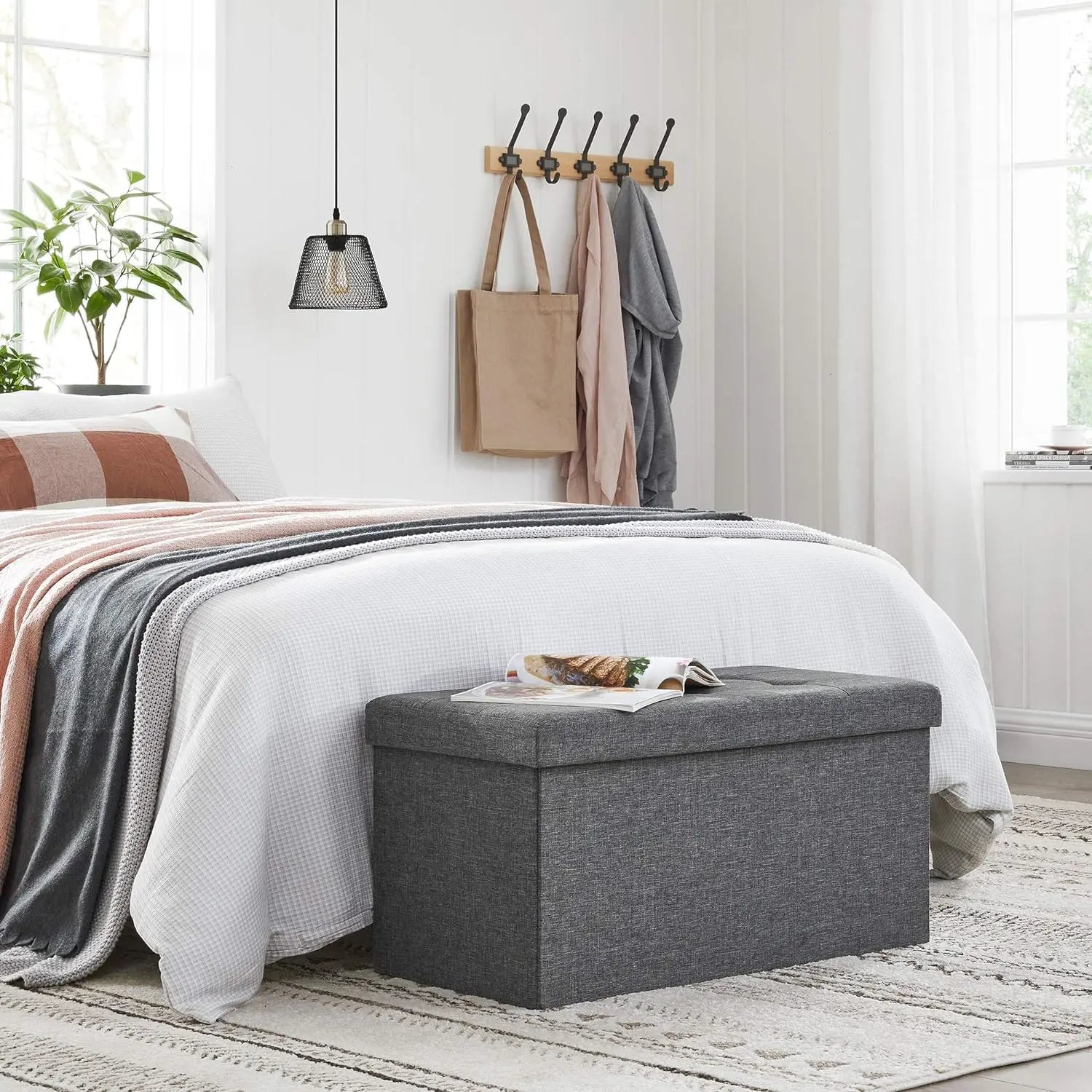 Sitzhocker mit Stauraum schiefergrau von Songmics