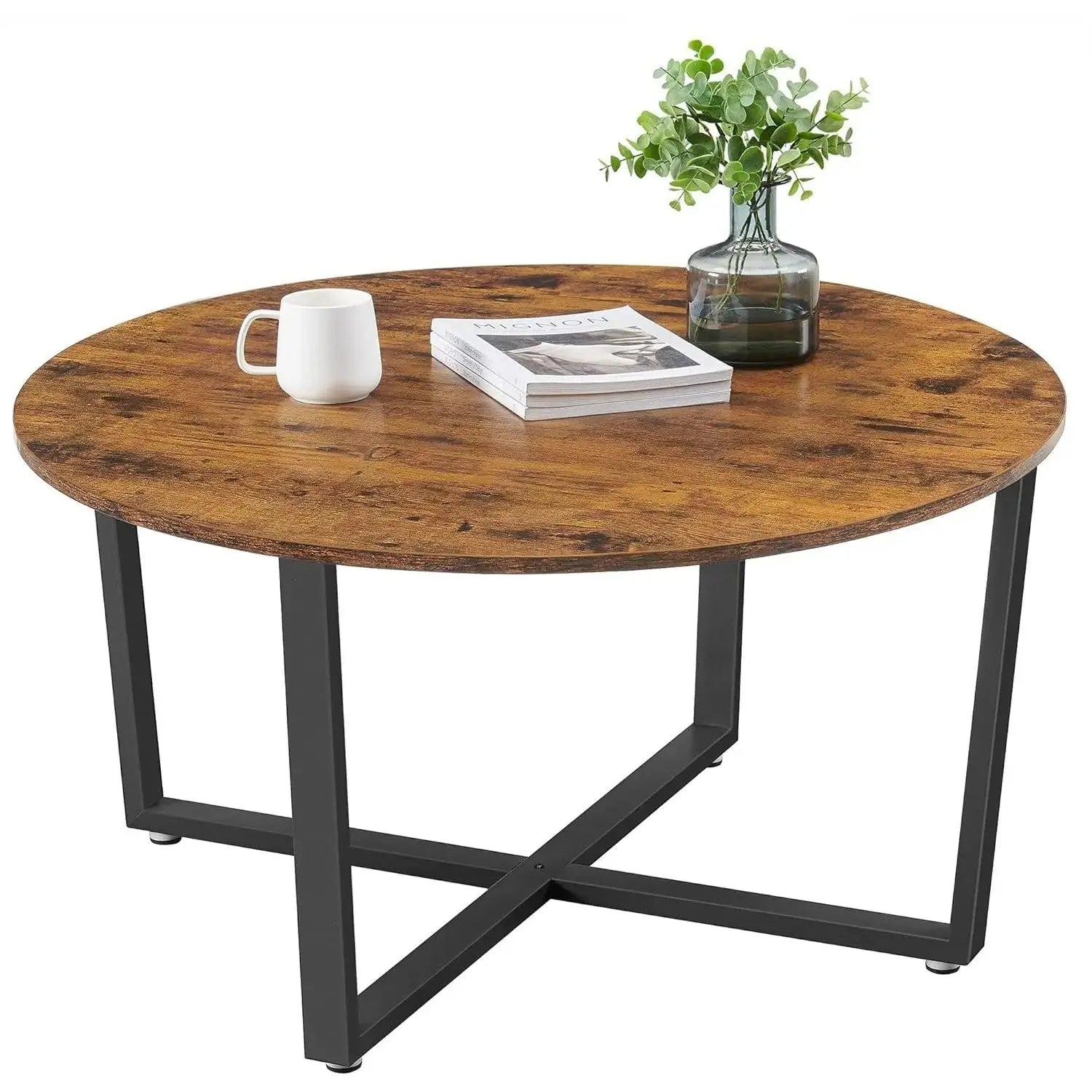 Couchtisch Industriestil Stahlrahmen Rustikal Braun von Songmics