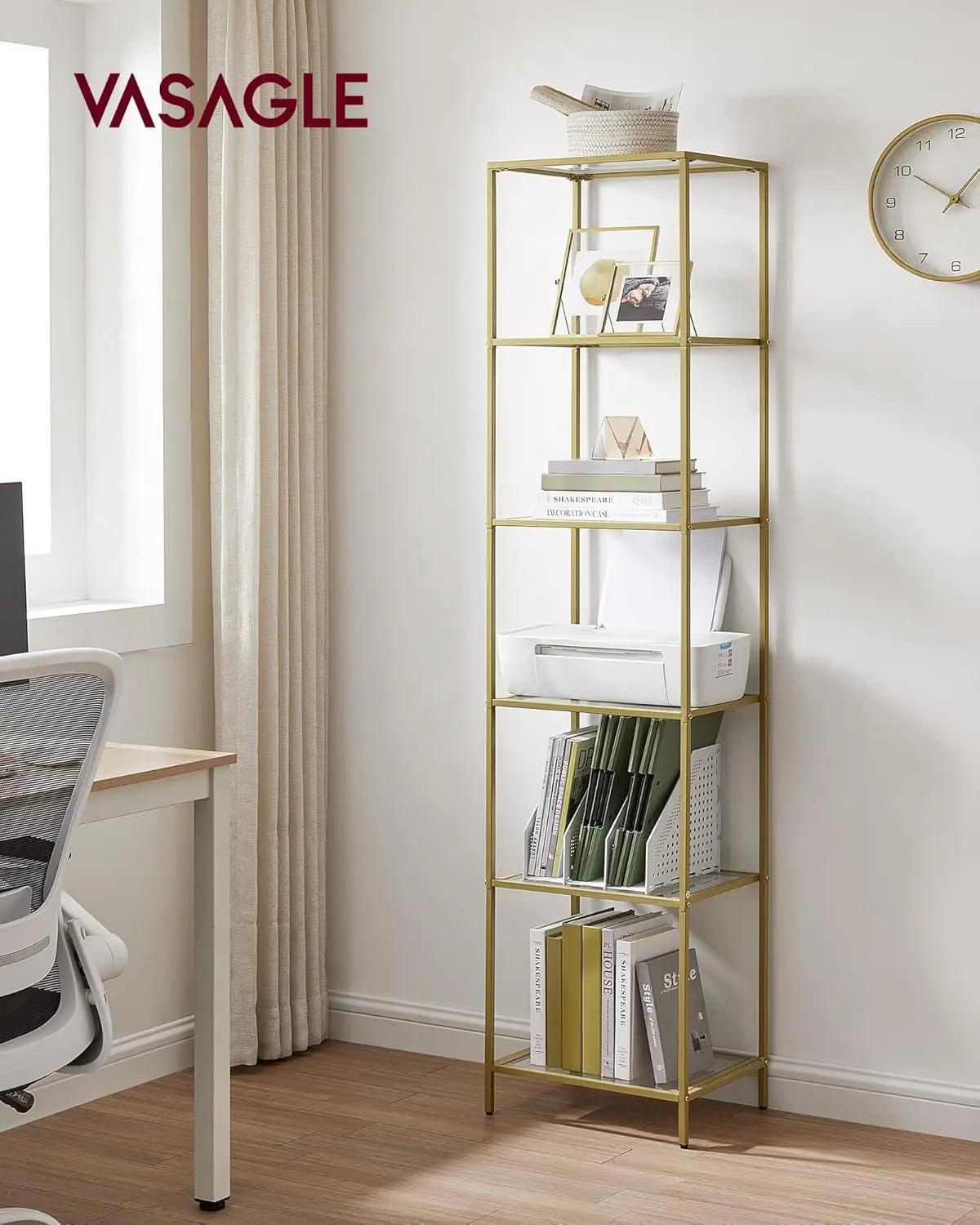 Regal mit 6 Ablagen Goldfarben von Songmics