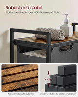 Wäschekorb mit 2 Fächern und Ablage, schiefergrau-vintagebraun von Songmics