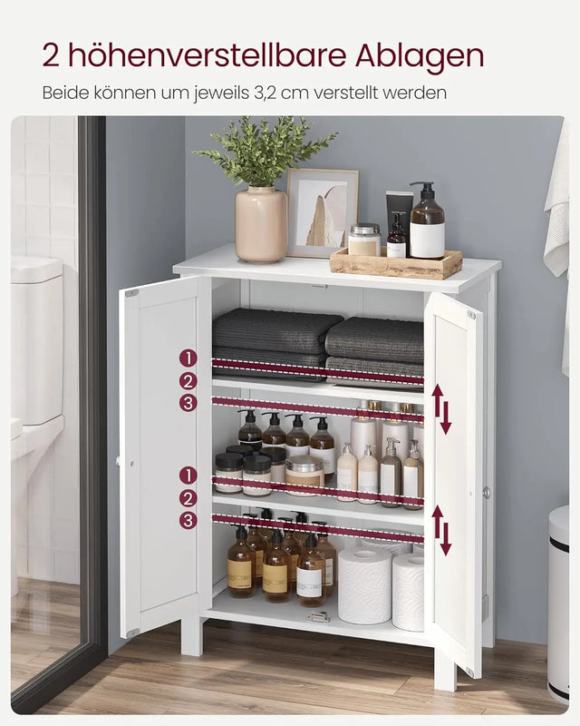 Badezimmerschrank Freistehend Verstellbare Regale Weiss von Songmics