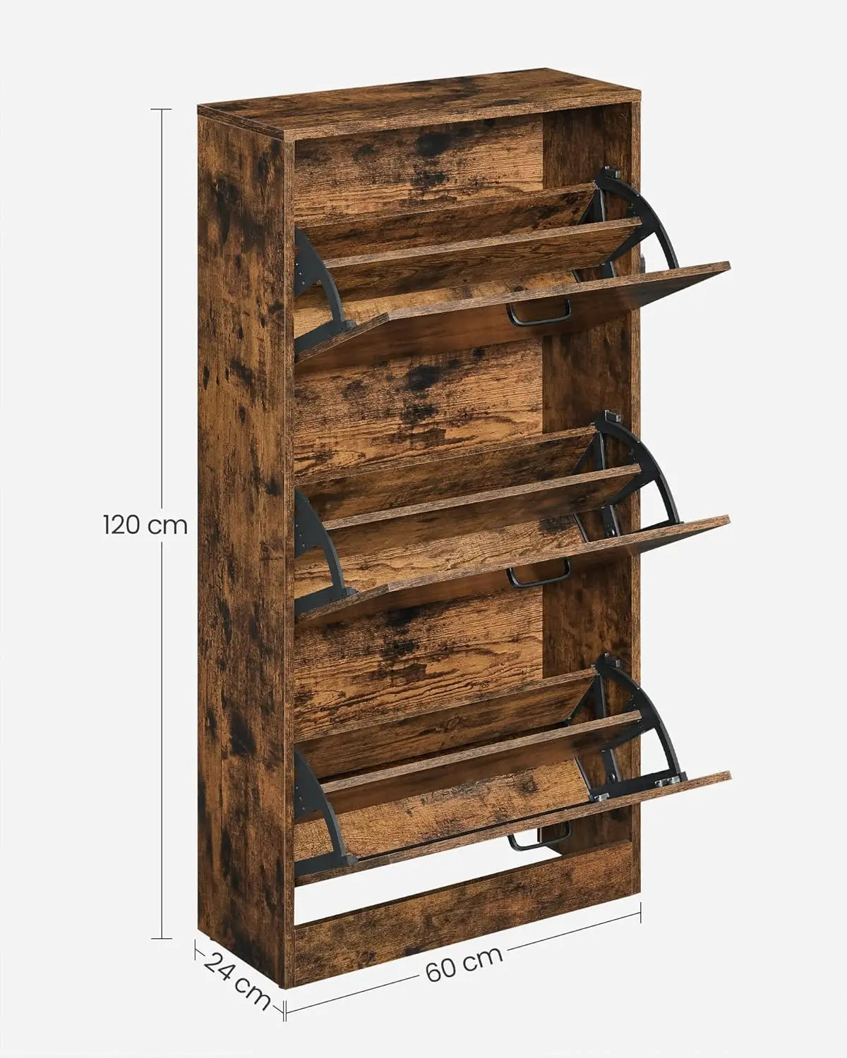 Schuhschrank 3 Türen schmal rustikal Holz von Songmics