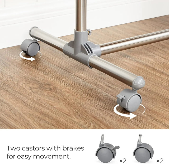 Kleiderständer Höhenverstellbar Edelstahl Rollen Silber von Songmics