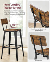 Barhocker Set mit Rückenlehne vintagebraun von Songmics
