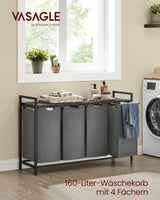 Wäschekorb 4 Fächer Abnehmbar Schiefergrau von Songmics