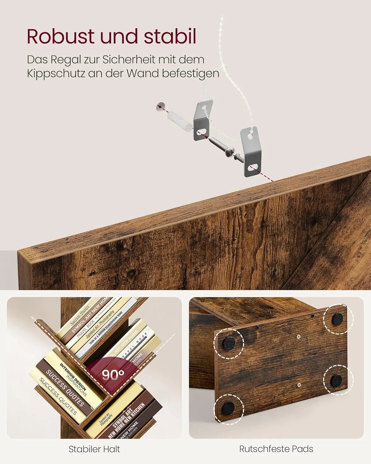 Bücherregal Baumform 9 Ebenen Vintagebraun von Songmics