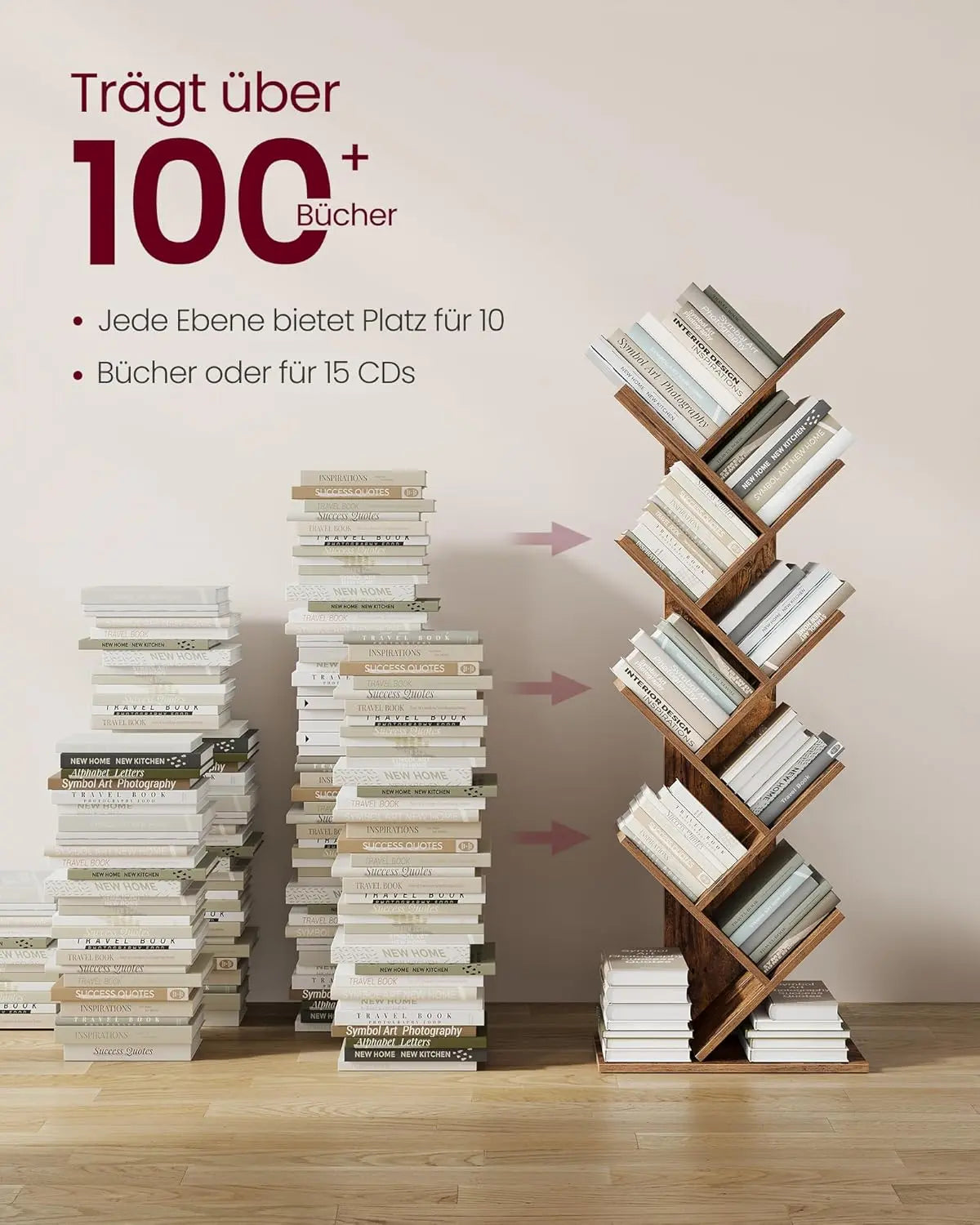 Bücherregal Baumform 9 Ebenen Vintagebraun von Songmics