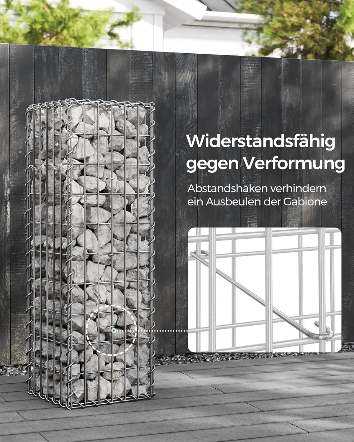 Gabionenkorb verzinkt 100x30x30cm silber Metall von Songmics