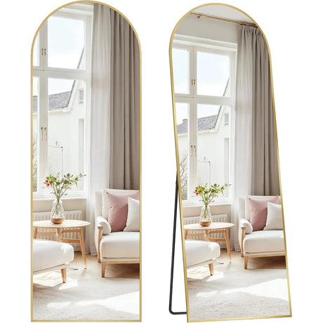 Standspiegel 160x50cm Bogen Aluminium Gold von guteszeug.ch