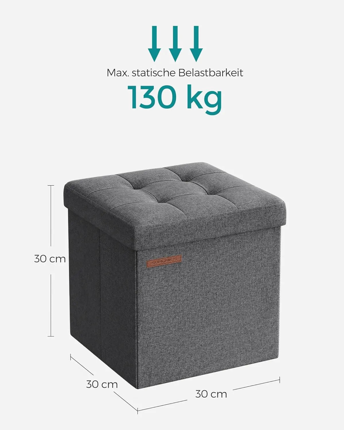 Sitzhocker mit Stauraum dunkelgrau von Songmics