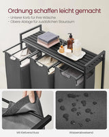 Wäschekorb mit 3 Fächern und Ablage, schiefergrau-anthrazitgrau von Songmics