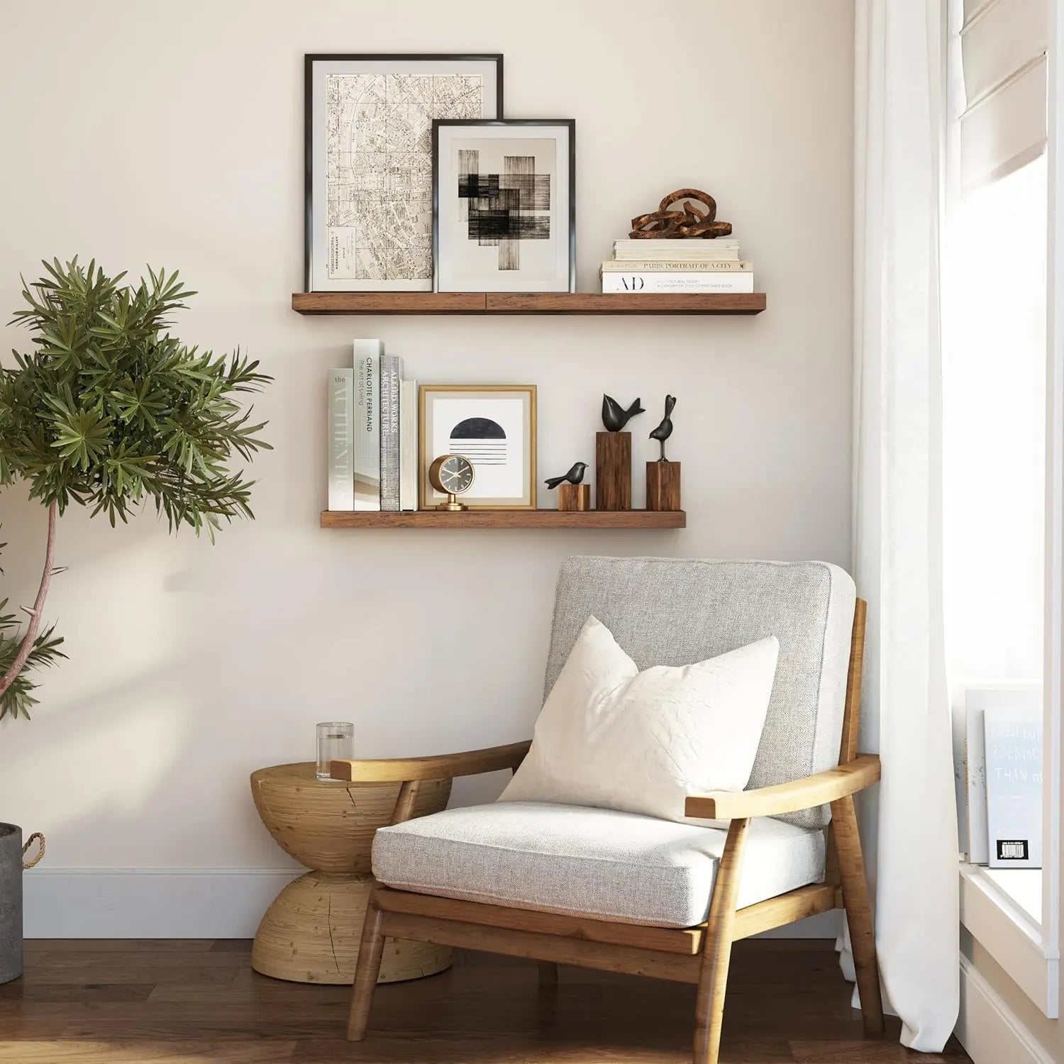 Wandregal rustikal braun 20x60 cm von Songmics