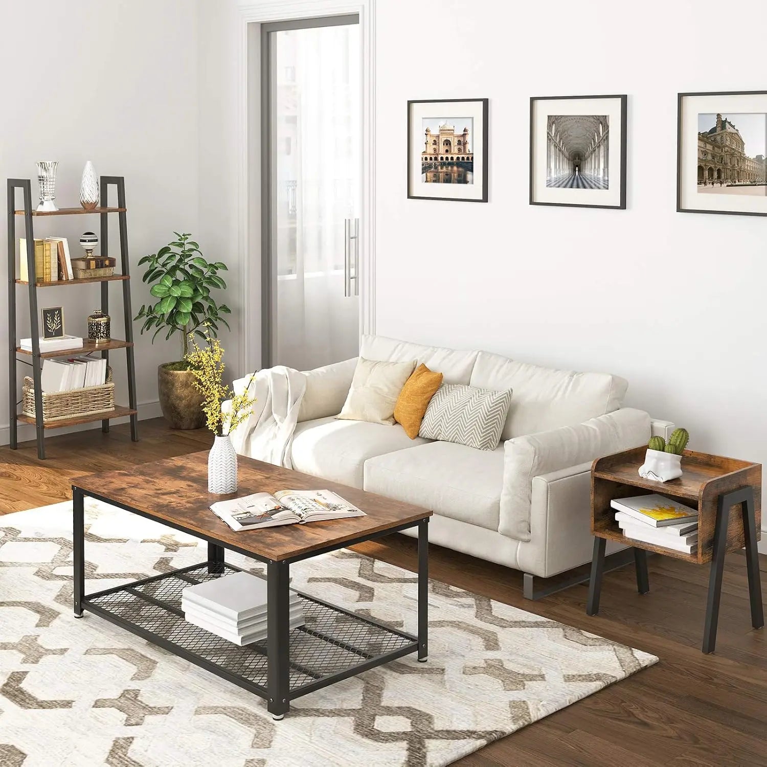 Nachttisch Industrie-Design mit Fach Vintagebraun von Songmics