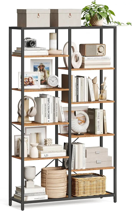 Bücherregal 5 Ebenen Standregal Vintagebraun Schwarz von Songmics
