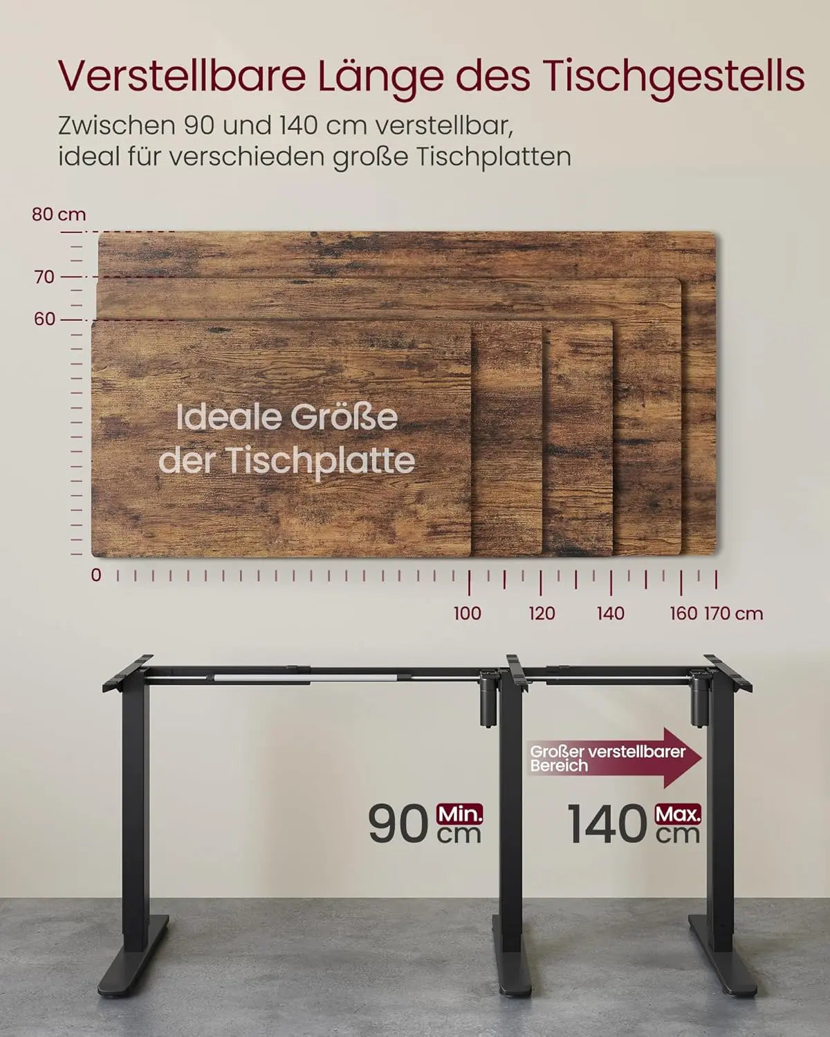 Elektrisches Tischgestell Memory-Funktion Stahl schwarz von Songmics