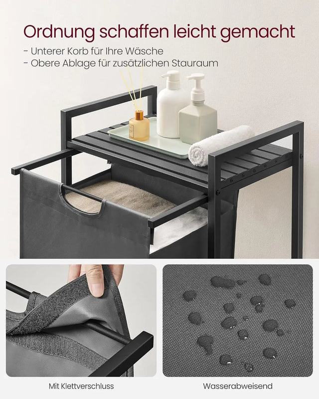 Wäschekorb mit Ablagefläche, Schiefergrau Anthrazitgrau von guteszeug.ch