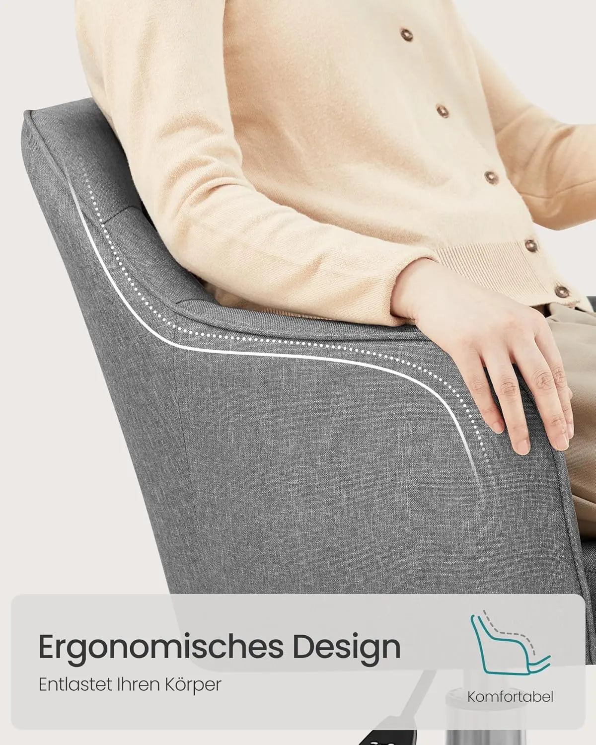 Drehstuhl höhenverstellbar atmungsaktiv grau Stoff von Songmics