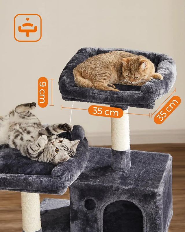 Kratzbaum Mehrstöckig mit Hängematte Rauchgrau von Songmics