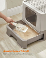 Katzentoilette mit Deckel auslaufsicher Haferflockenfarben von Songmics