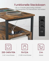 Beistelltisch mit Steckdosenleiste Vintagebraun-Schwarz von Songmics