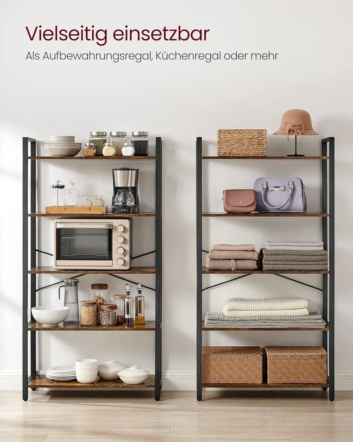 Regal mit 5 Ebenen Vintagebraun, 30x66x153 cm von Songmics