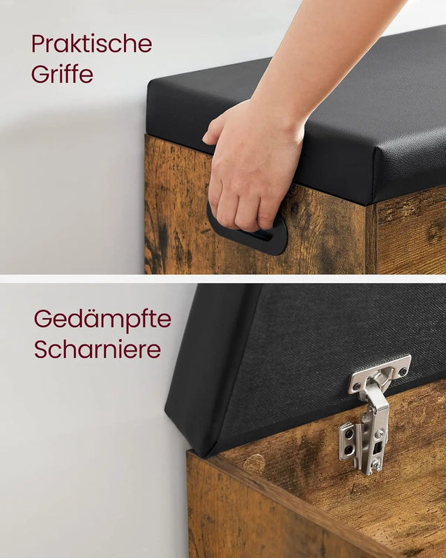 Schuhbank mit Stauraum gepolstert Vintagebraun von Songmics