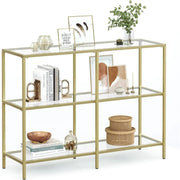 Konsolentisch Regal 3 Ablagen Metallrahmen Gold von Songmics