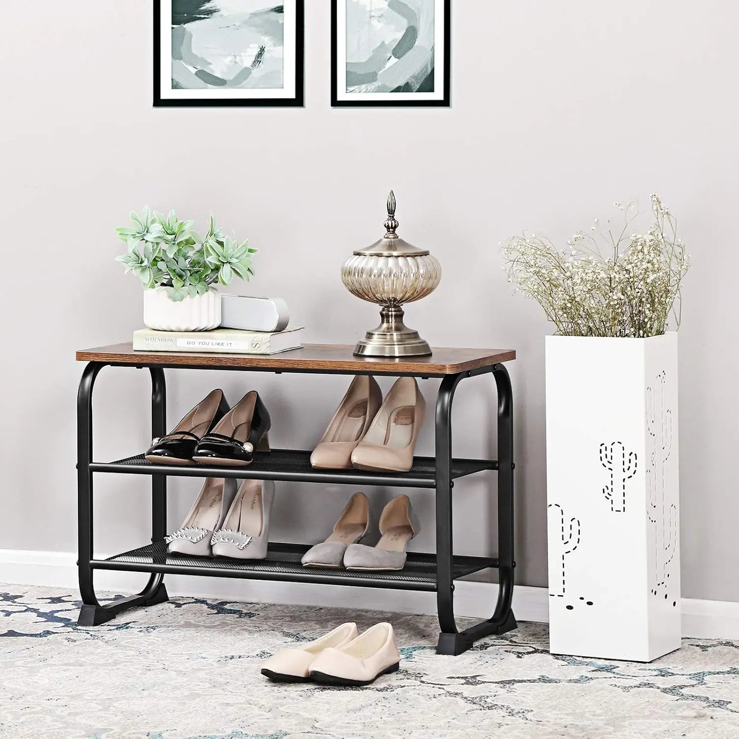 Schuhbank Holzoptik Vintage Braun von Songmics
