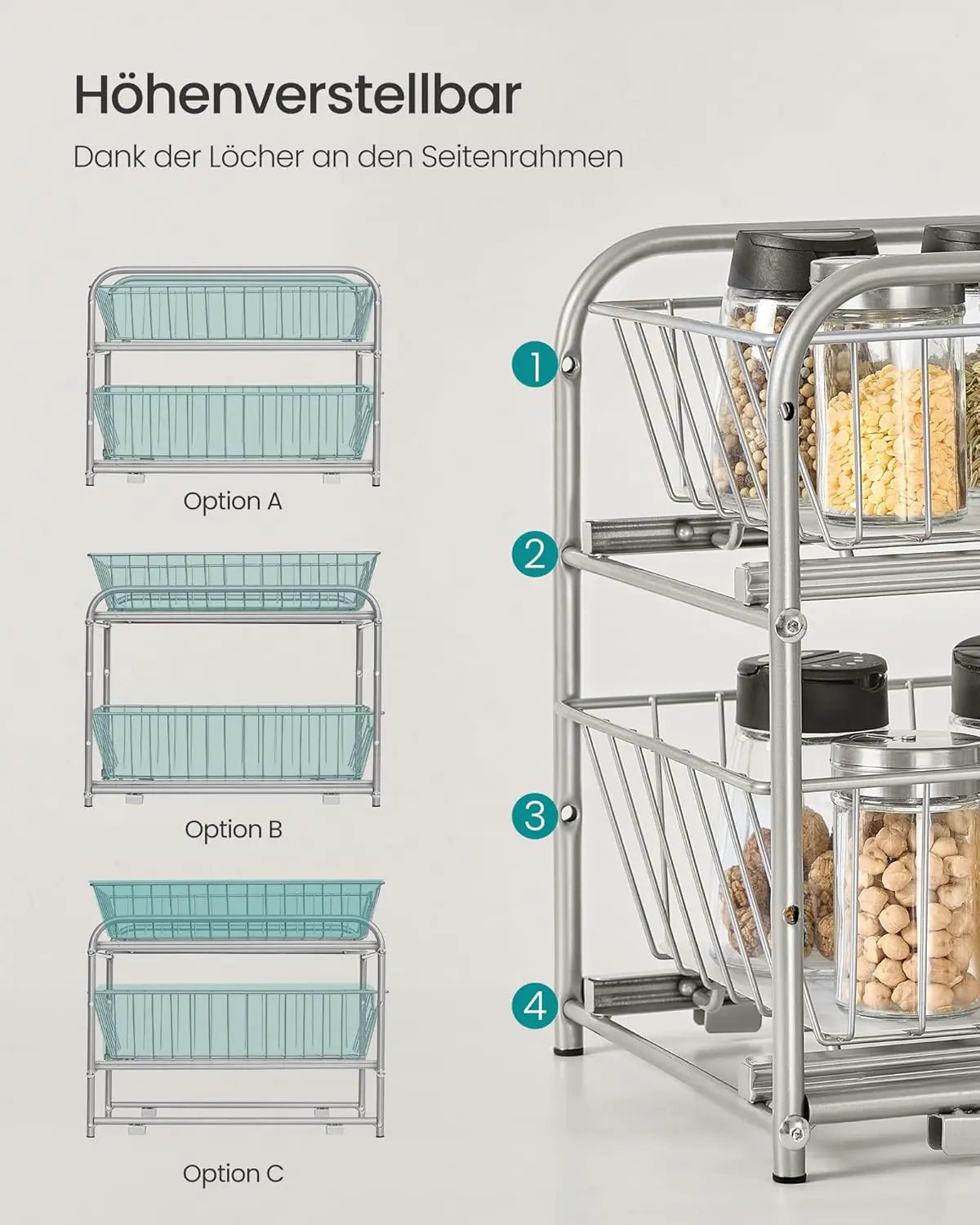 Küchenregal Ordnungssystem stapelbar Metallkörbe taubengrau von Songmics