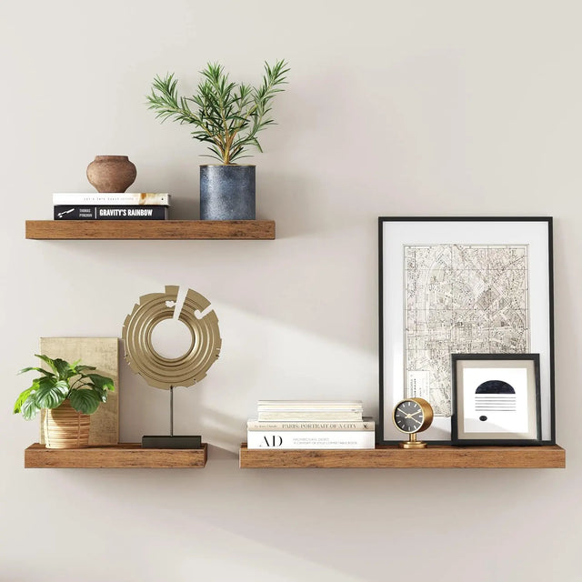 Wandregal rustikal braun 20x60 cm von Songmics