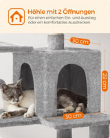 Kratzbaum Katzenhaus mit Hängematte hellgrau von Songmics