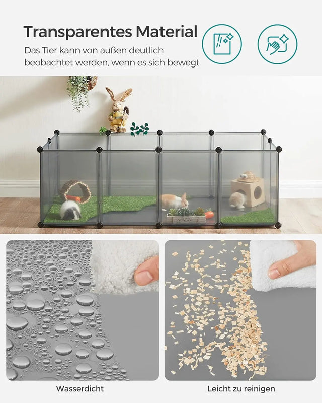 Freigehege Kunststoff für Kleintiere Grau von Songmics