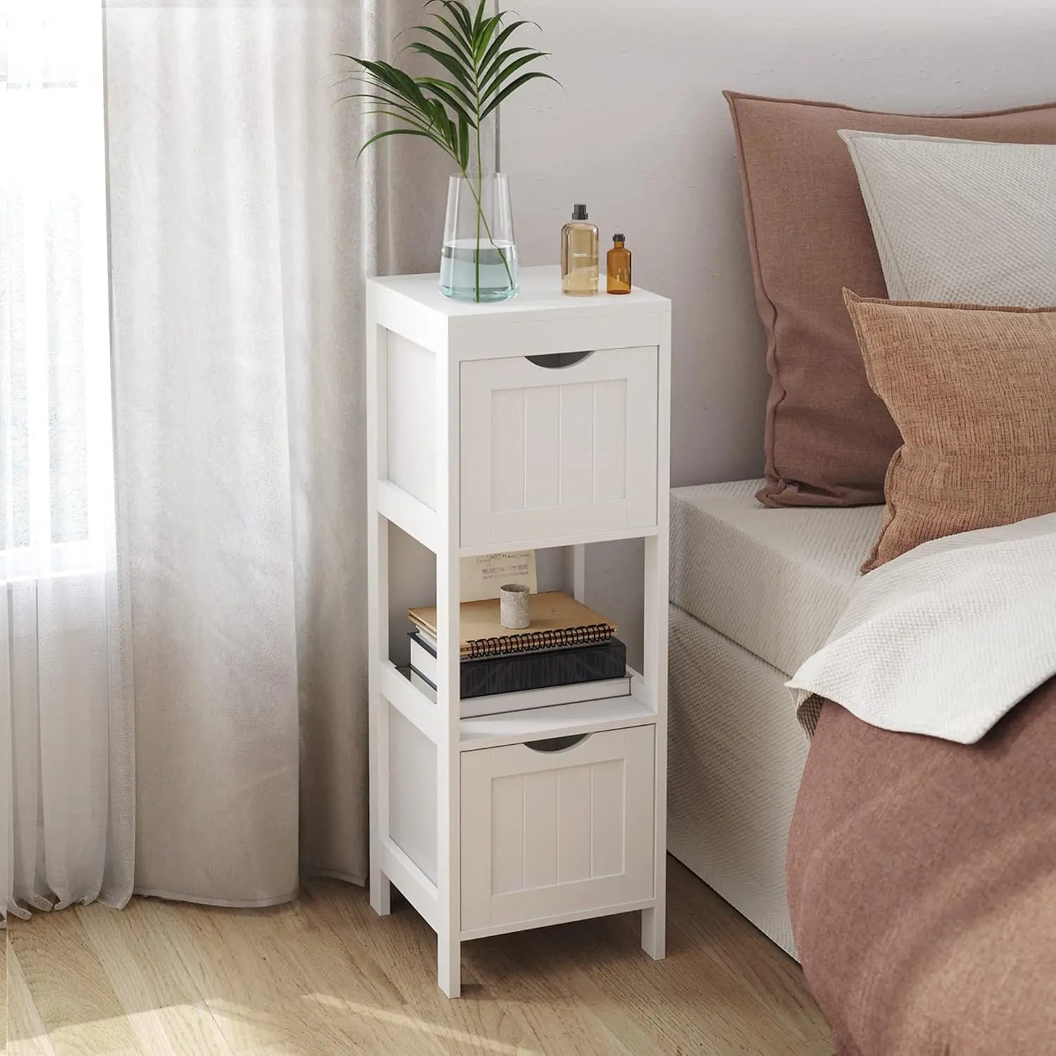 Badkommode Holzregal 4 Etagen Weiss von Songmics