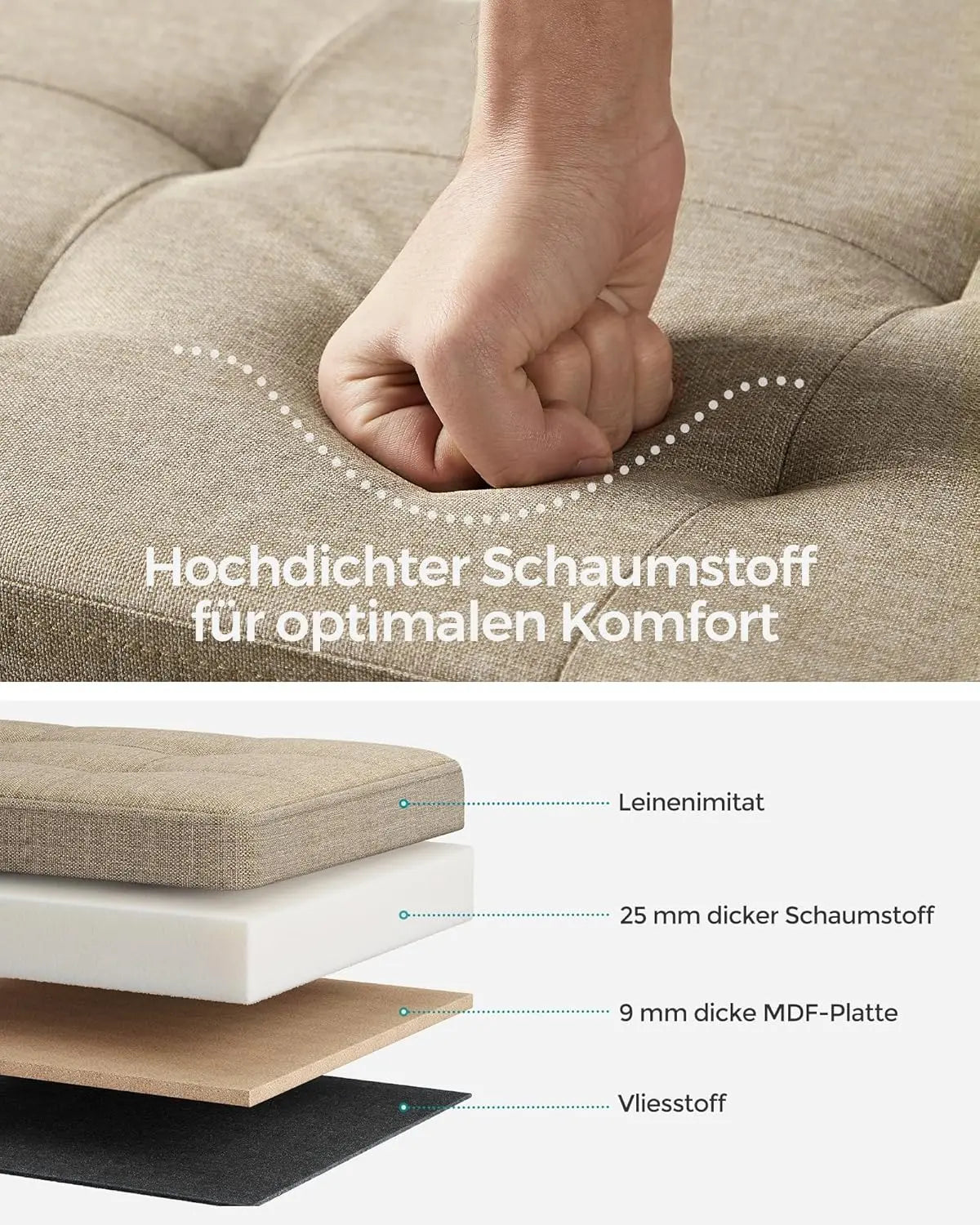 Sitzbank Sitztruhe Stauraum Klappbar Belastbar Wohnzimmer Kamelbraun von Songmics