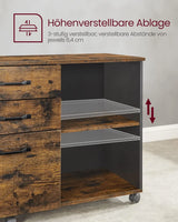 Rollcontainer Aktenschrank mit Schubladen Vintagebraun-Schwarz von Songmics