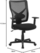 Bürostuhl ergonomisch verstellbar gepolstert Schwarz von Songmics