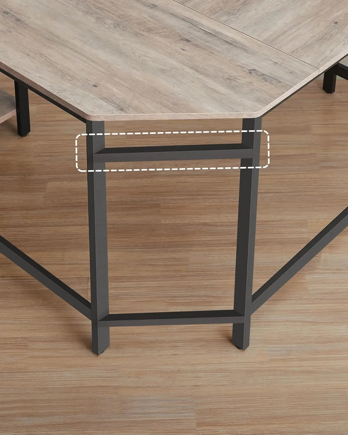 L-Schreibtisch platzsparend Greige-schwarz Holz von Songmics