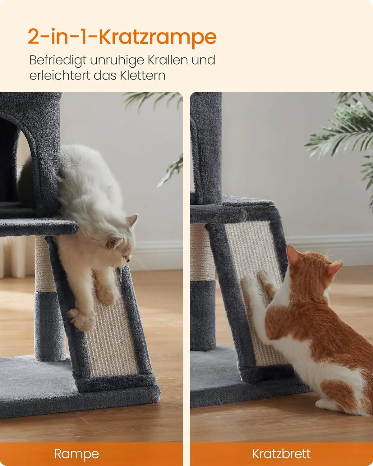 Kratzbaum Katzenbaum mit grosser Plattform rauchgrau von Songmics