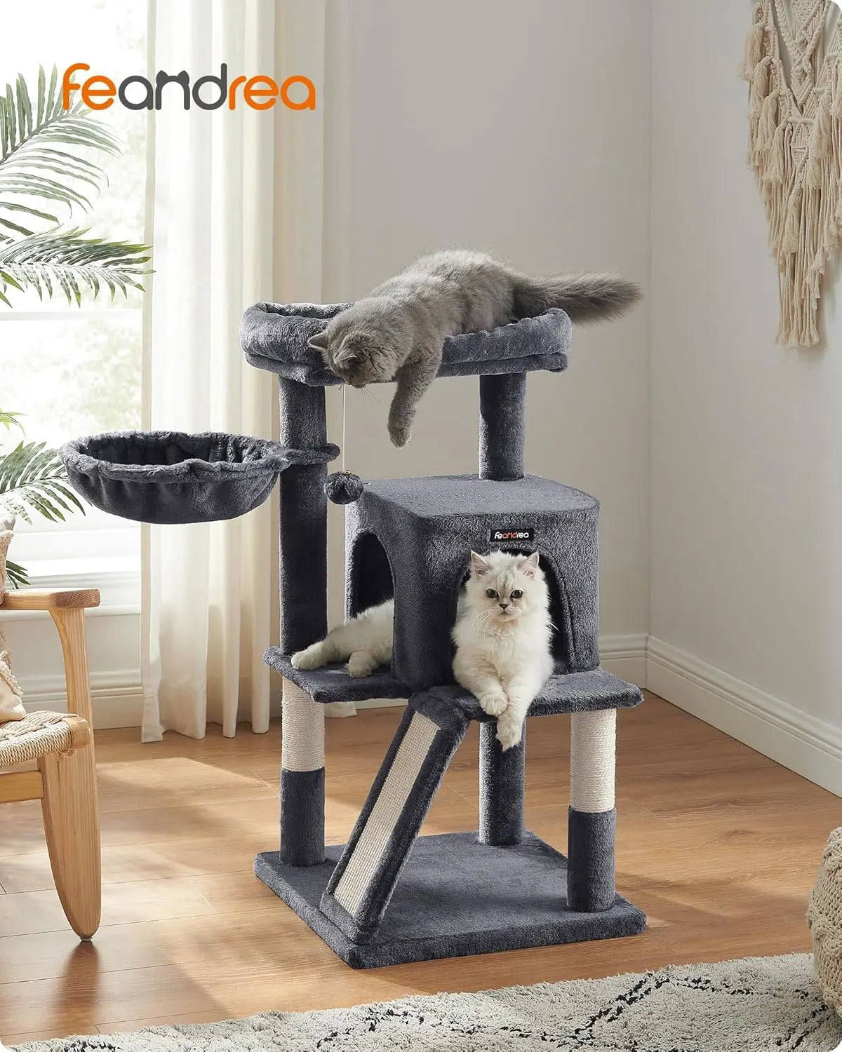 Kratzbaum Katzenbaum mit grosser Plattform rauchgrau von Songmics