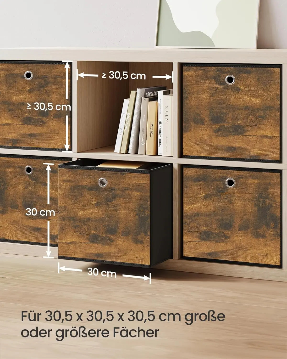 Aufbewahrungsbox 6er-Set faltbar vintagebraun Oxford-Gewebe von Songmics