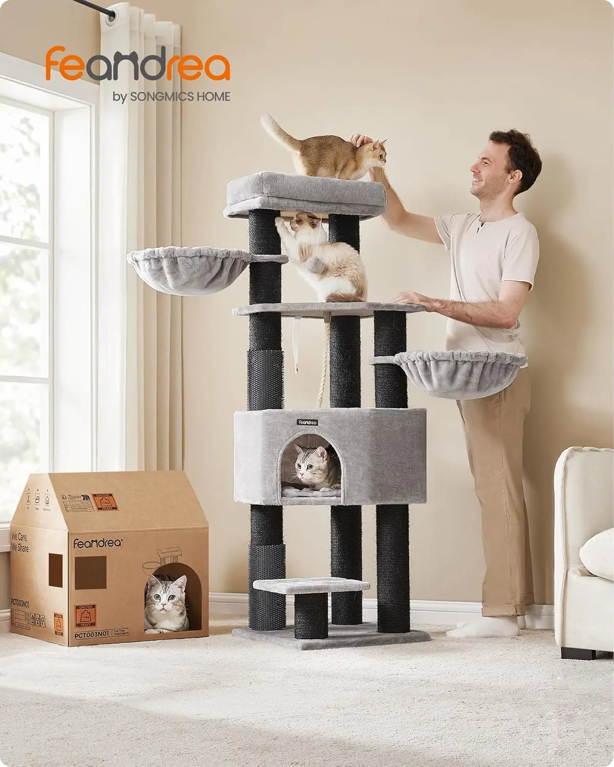 Kratzbaum für grosse Katzen Taubengrau-Schwarz von Songmics