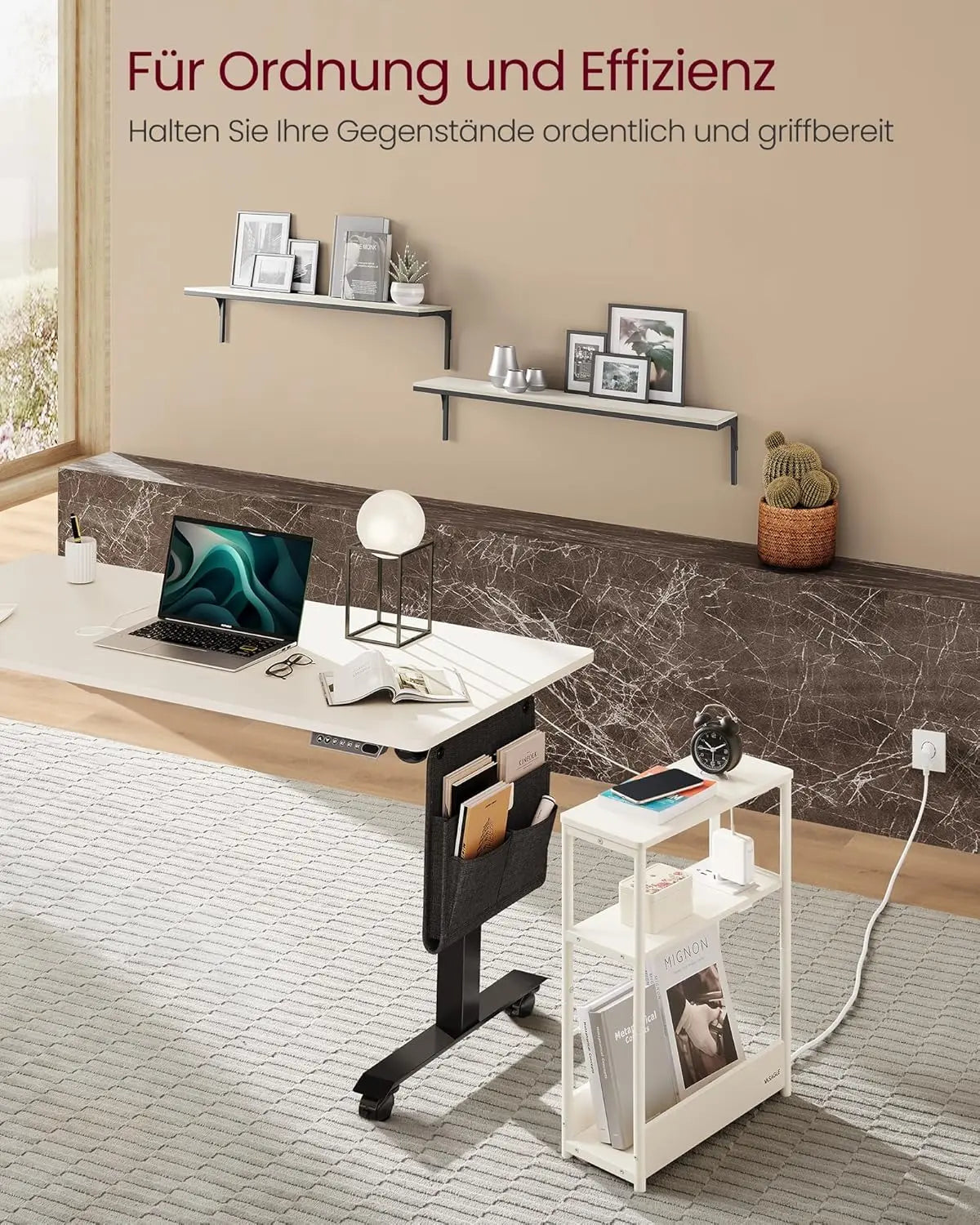 Beistelltisch mit Ladefunktion, cremeweiss von Songmics