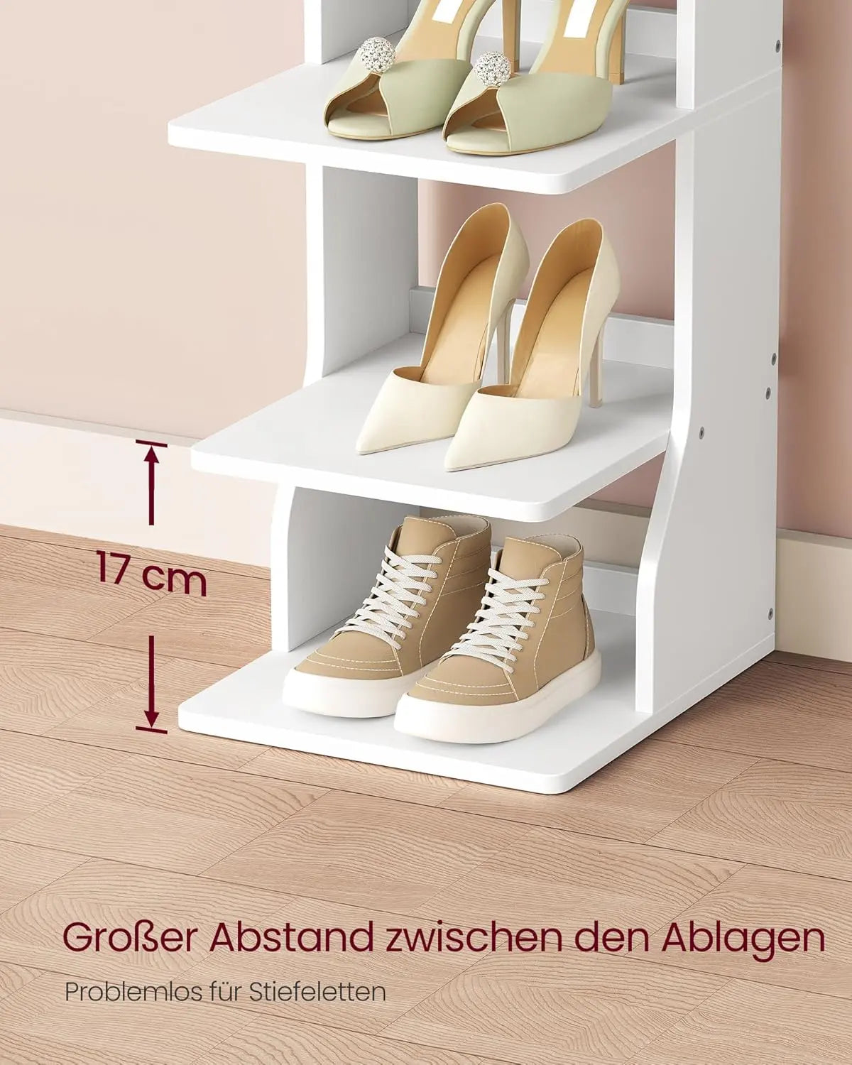 Schuhregal schmal 9 Ebenen mattweiss Metall von Songmics