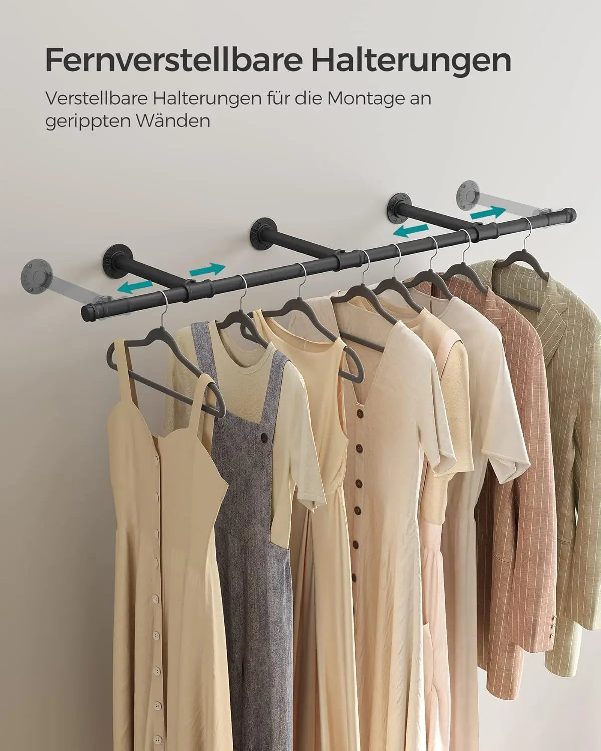 Kleiderstange Wandmontage Industrie-Design Schwarz von Songmics