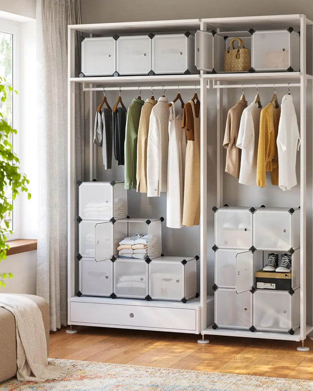 Regalsystem Steckregal Kleiderschrank Kunststoff Weiss von Songmics