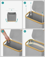 Wäschekorb zusammenklappbar mit Bambusgriffen taubengrau von Songmics