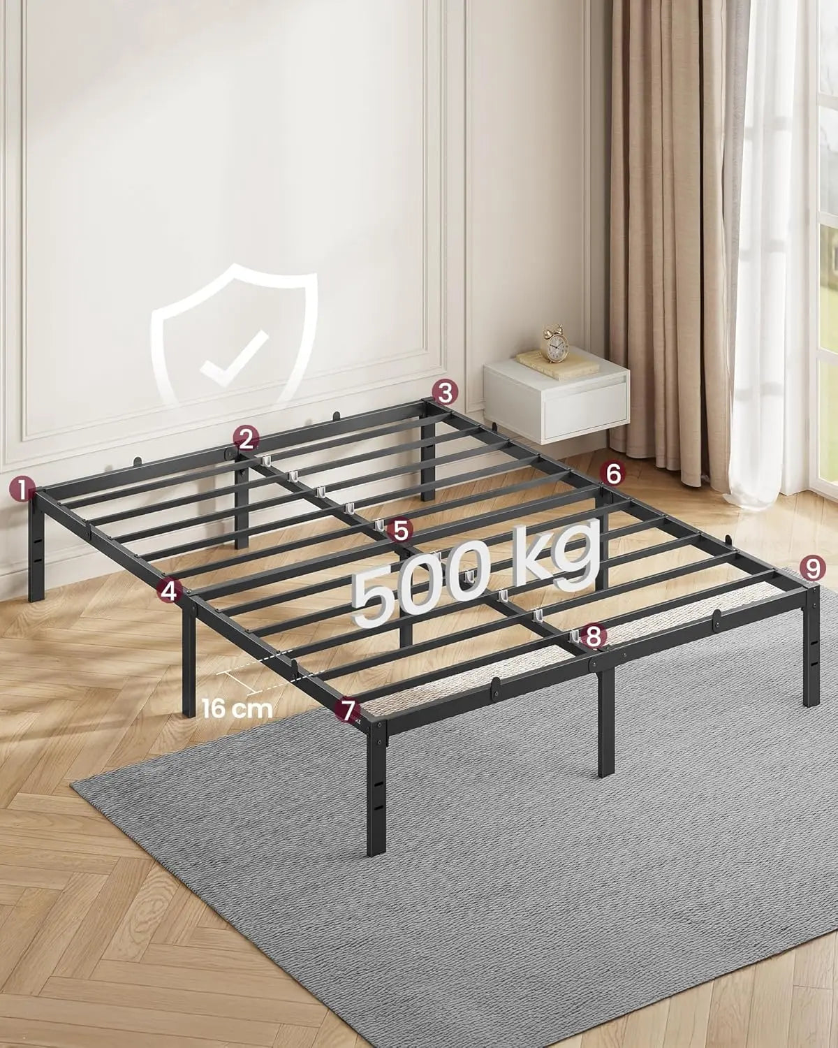 Metallbettgestell 140x190 mit Stauraum Schwarz von Songmics
