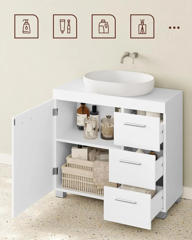 Waschbeckenunterschrank mit Schubladen wolkenweiss von Songmics